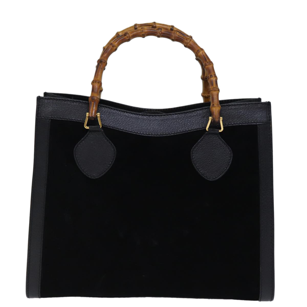 GUCCI Bamboo Hand Bag Suede Leather Black 002 123 0260 am6224