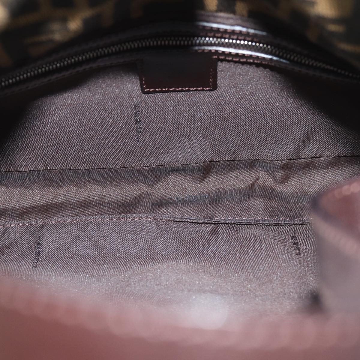 FENDI Zucchino Canvas Mamma Baguette Shoulder Bag Black Brown am6286A