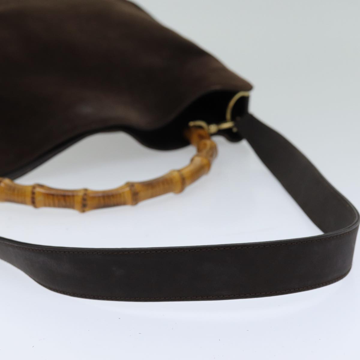 GUCCI Bamboo Hand Bag Suede 2way Brown 001 3444 1577 am6304