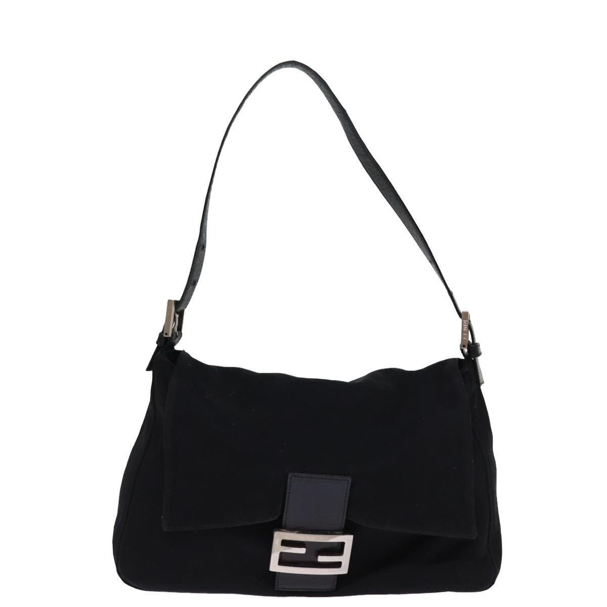 FENDI Mamma Baguette Shoulder Bag Nylon Black am6317