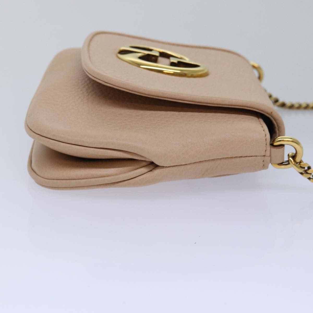 GUCCI Chain Shoulder Bag Leather Beige 251821 am6326