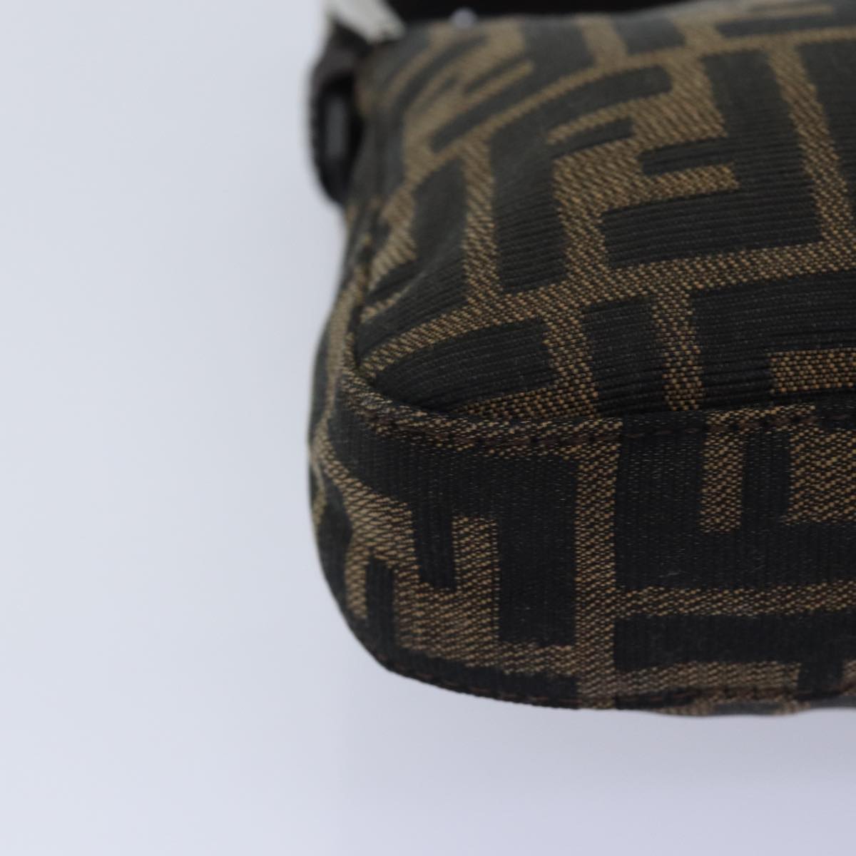 FENDI Zucca Canvas Mamma Baguette Shoulder Bag Black Brown am6402A