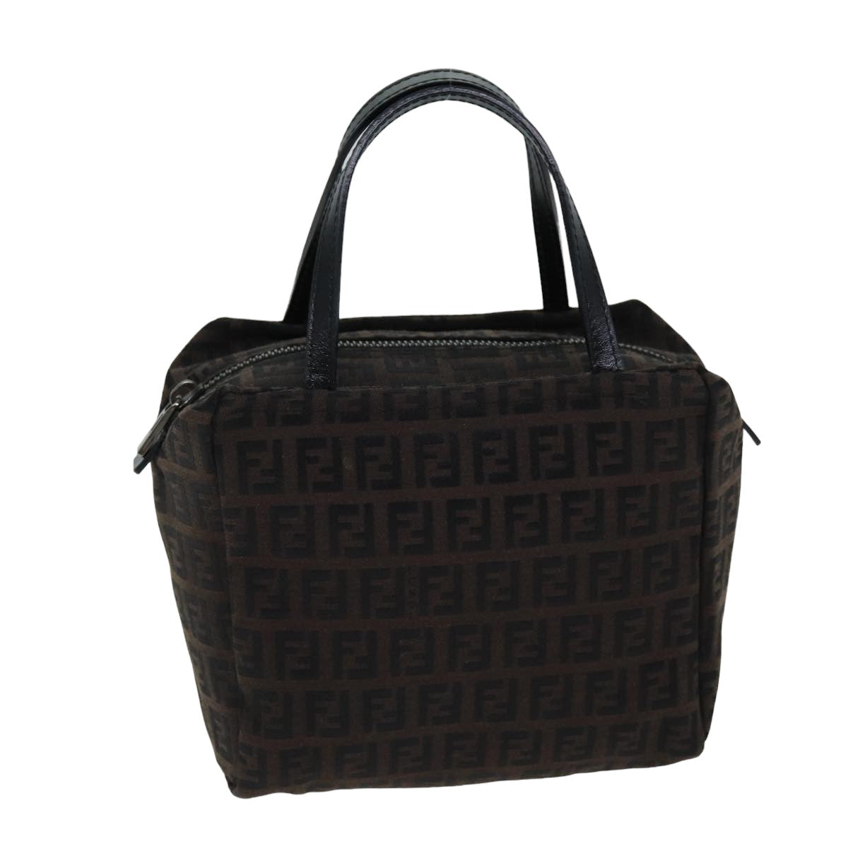 FENDI Zucchino Canvas Hand Bag Brown am6419