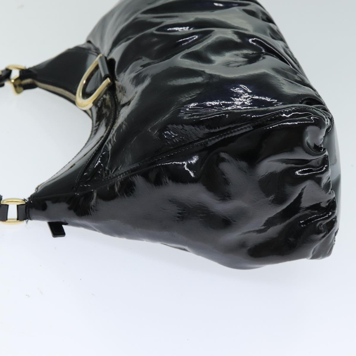 GUCCI Abbey Hand Bag Enamel Black 189833 am6439