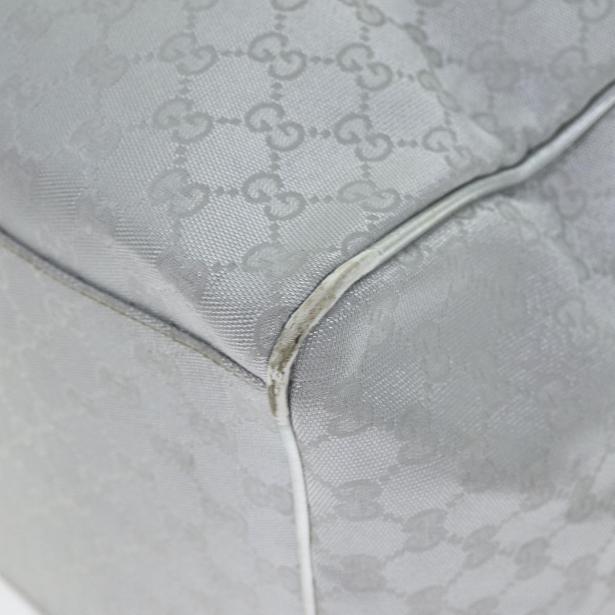 GUCCI GG Canvas Sherry Line Boston Bag Gray Silver 153240 am6442
