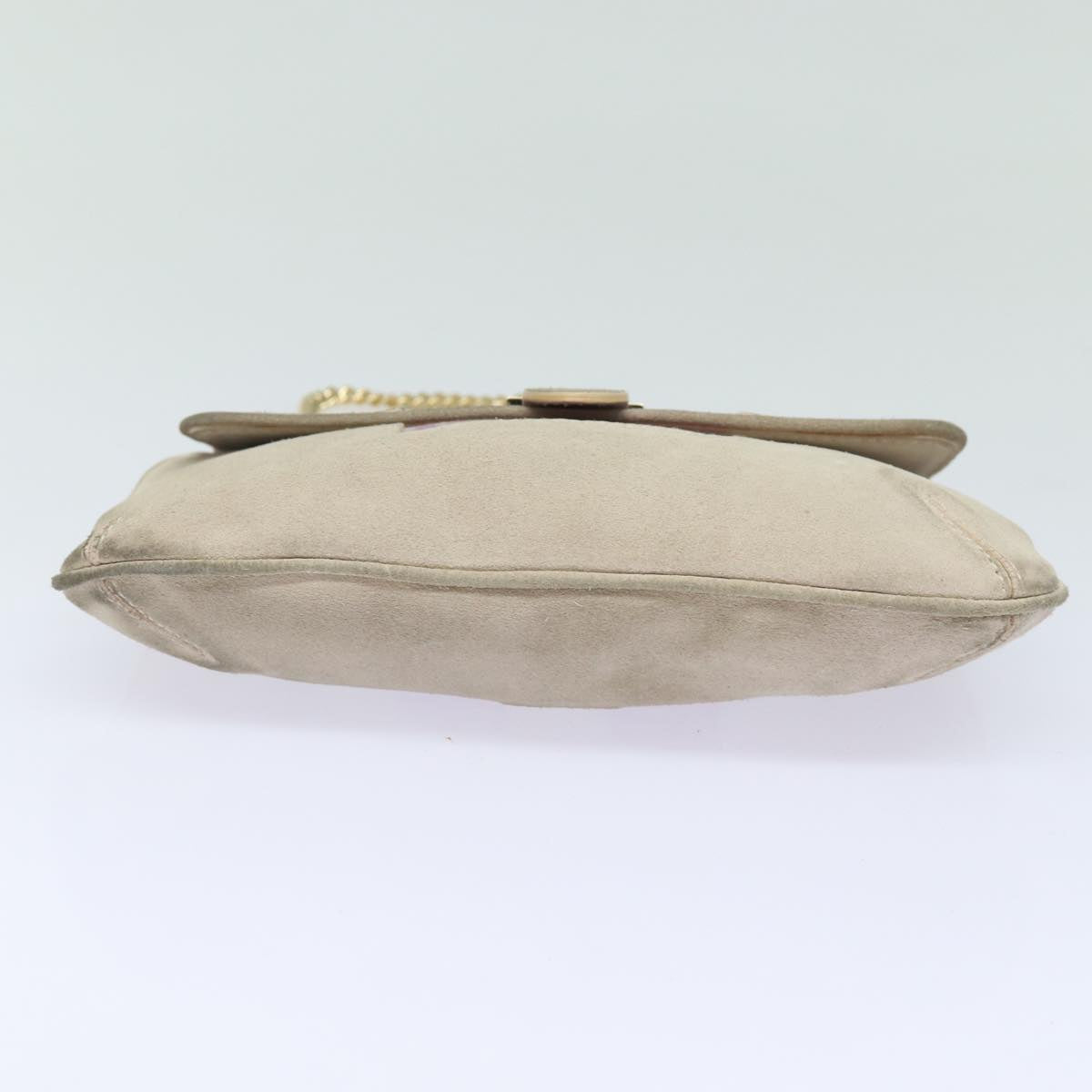 FENDI Zucchino Canvas Chain Hand Bag Suede Purple am6453