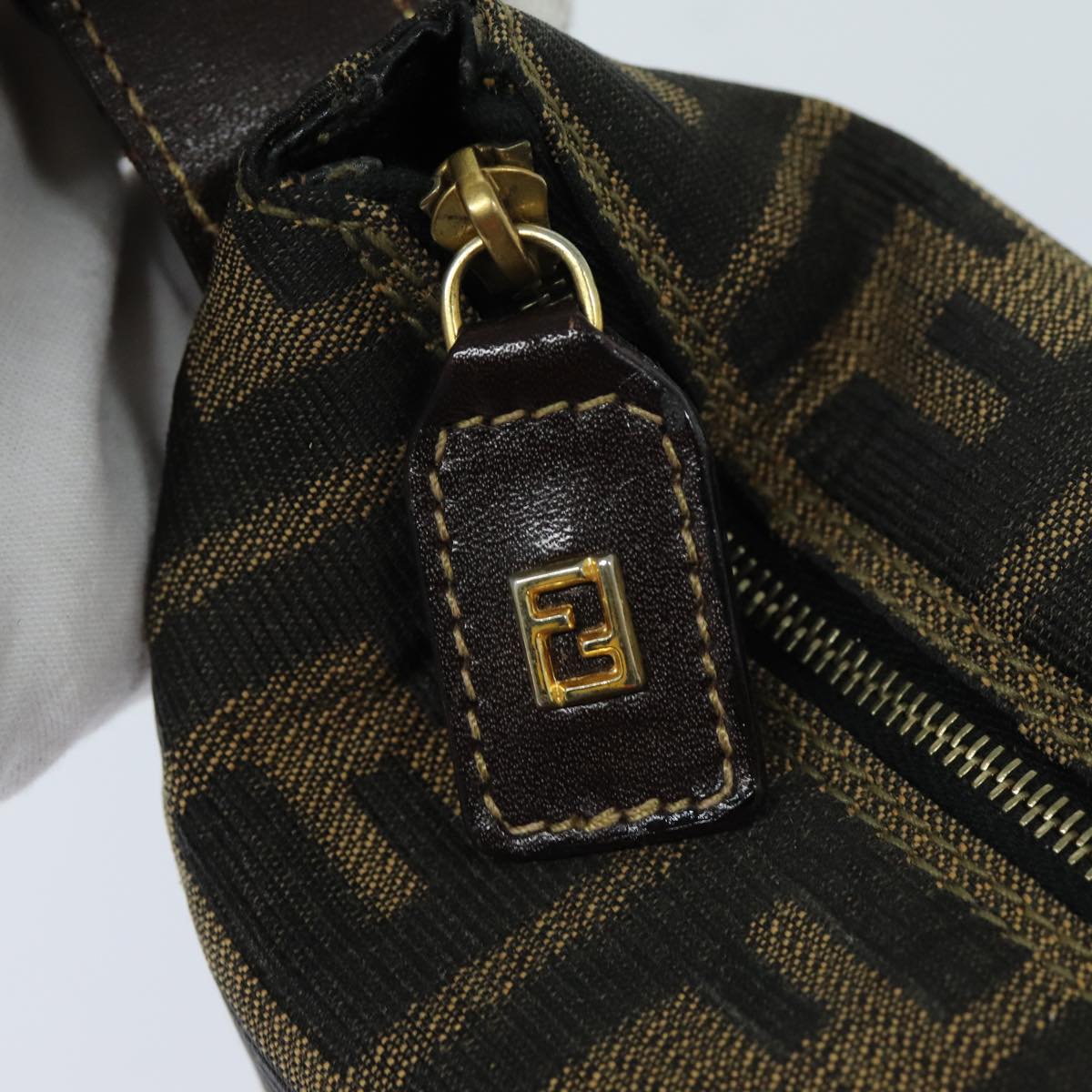 FENDI Zucca Canvas Mini Hand Bag Brown Black am6470