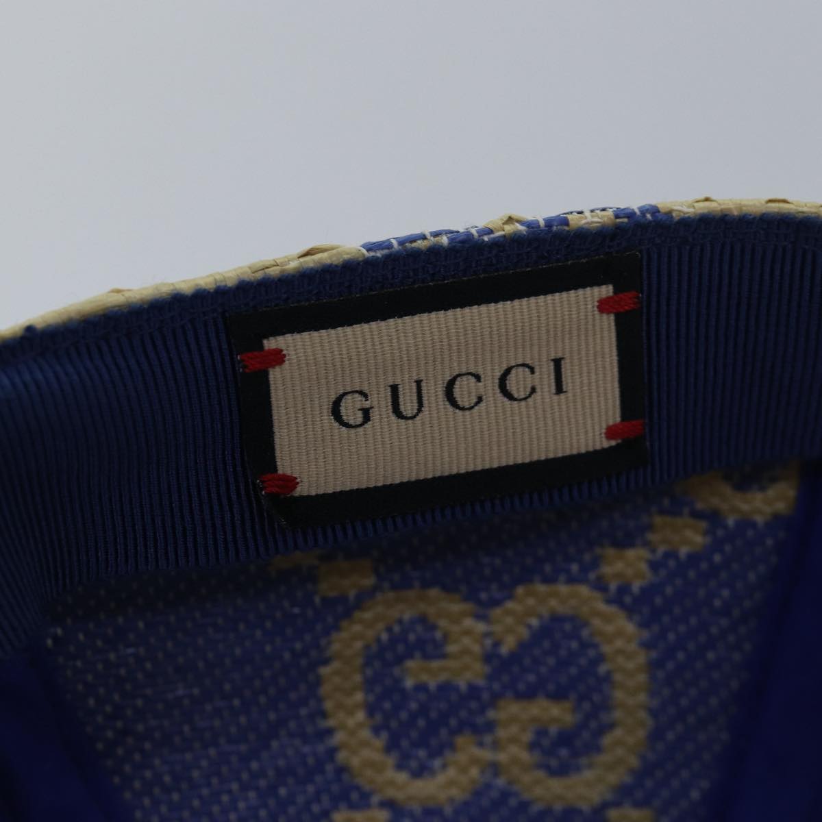 GUCCI Cap GG Canvas Raffia L size Beige 701713 am6474