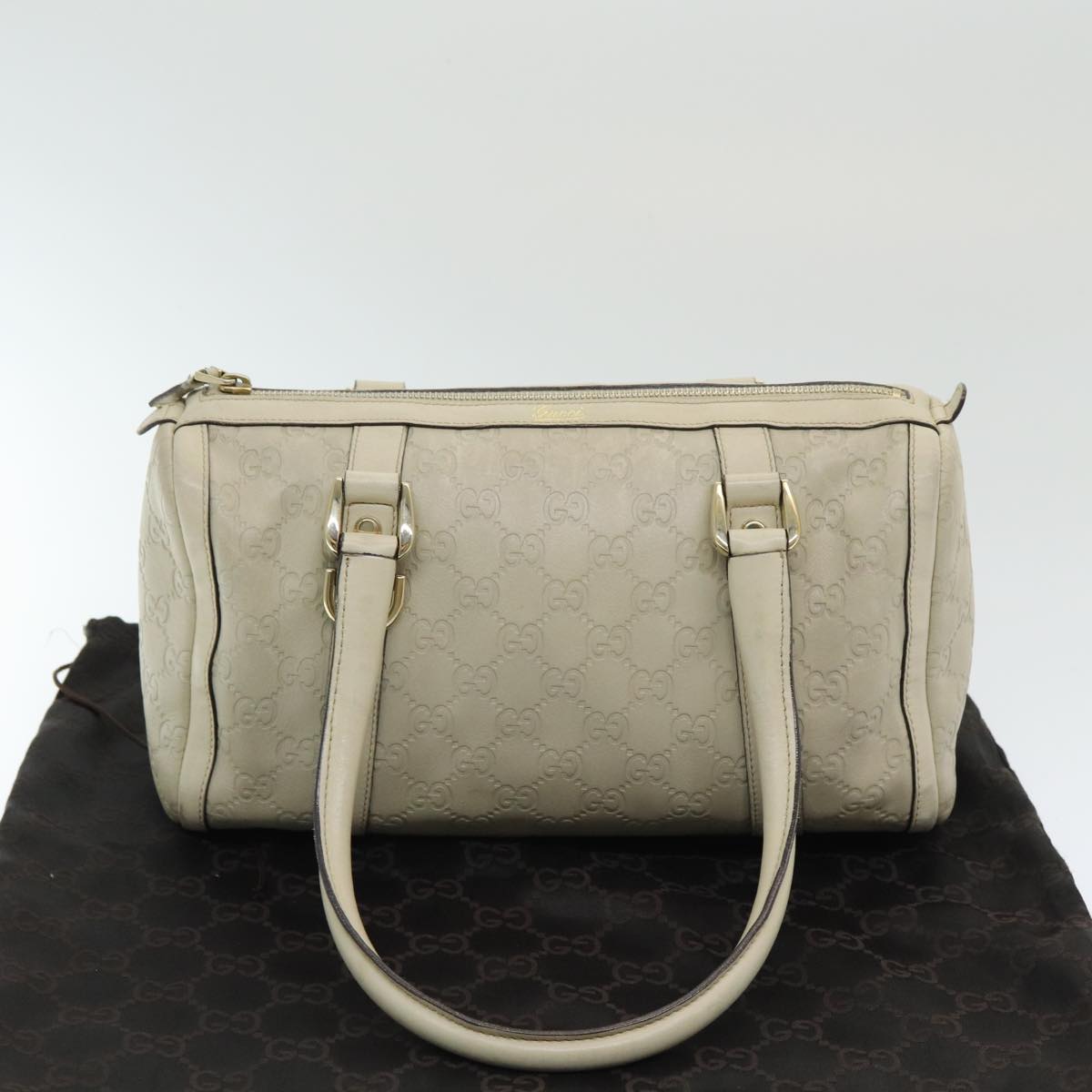 GUCCI Guccissima GG Canvas Abbey Shoulder Bag White 130942 am6540