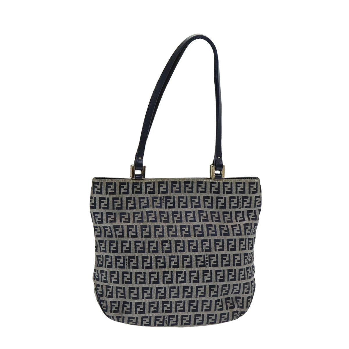 FENDI Zucchino Canvas Hand Bag Navy am6542