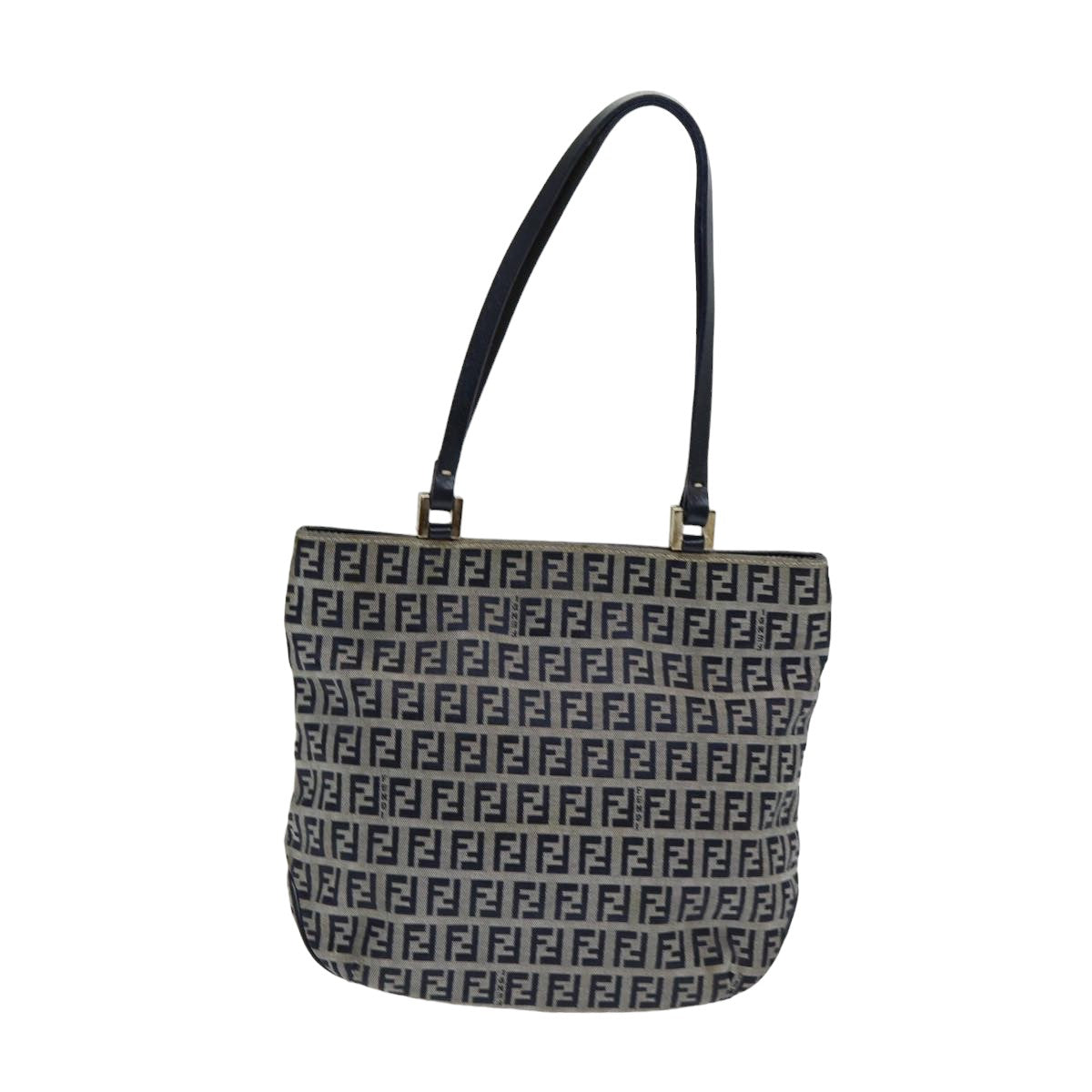 FENDI Zucchino Canvas Hand Bag Navy am6542