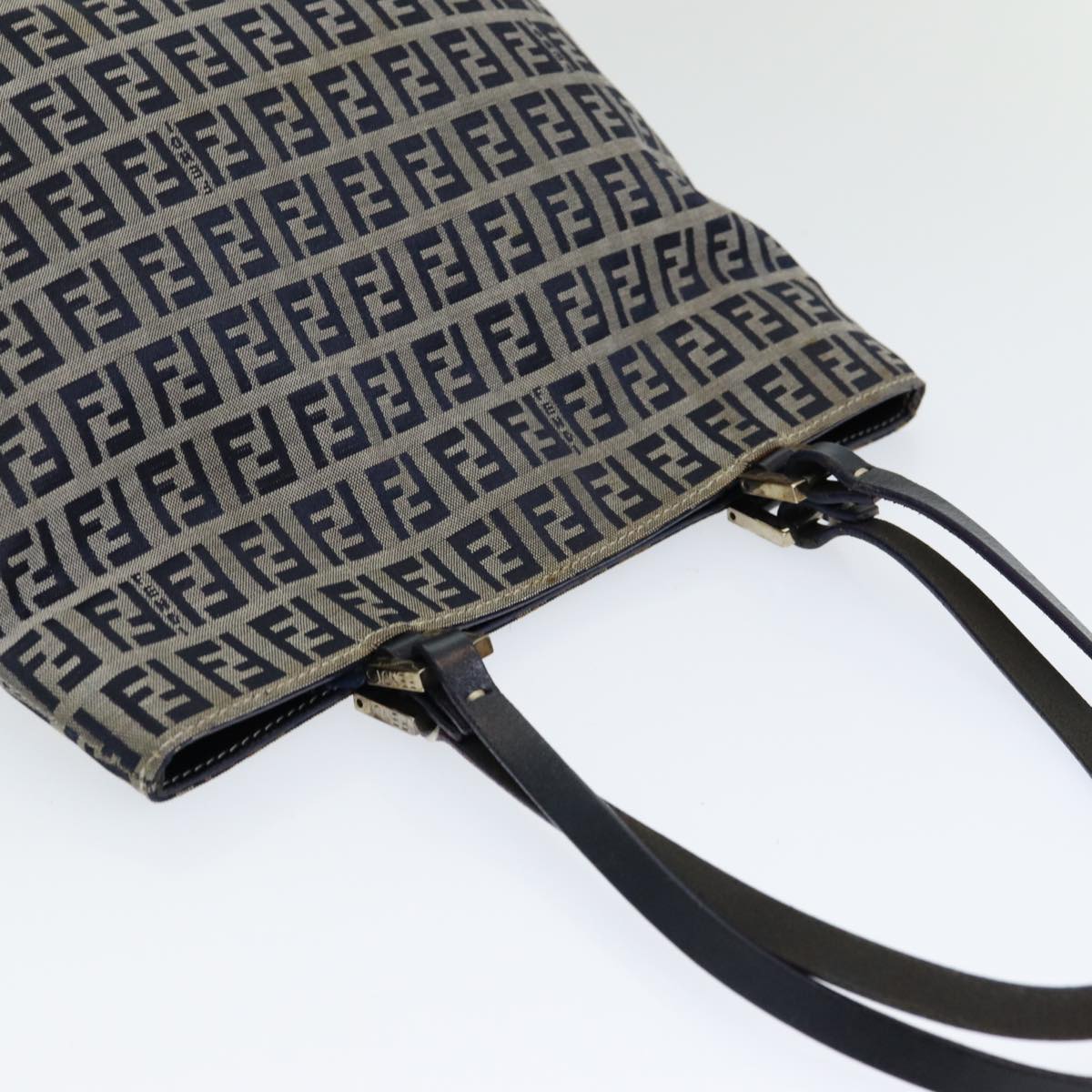 FENDI Zucchino Canvas Hand Bag Navy am6542