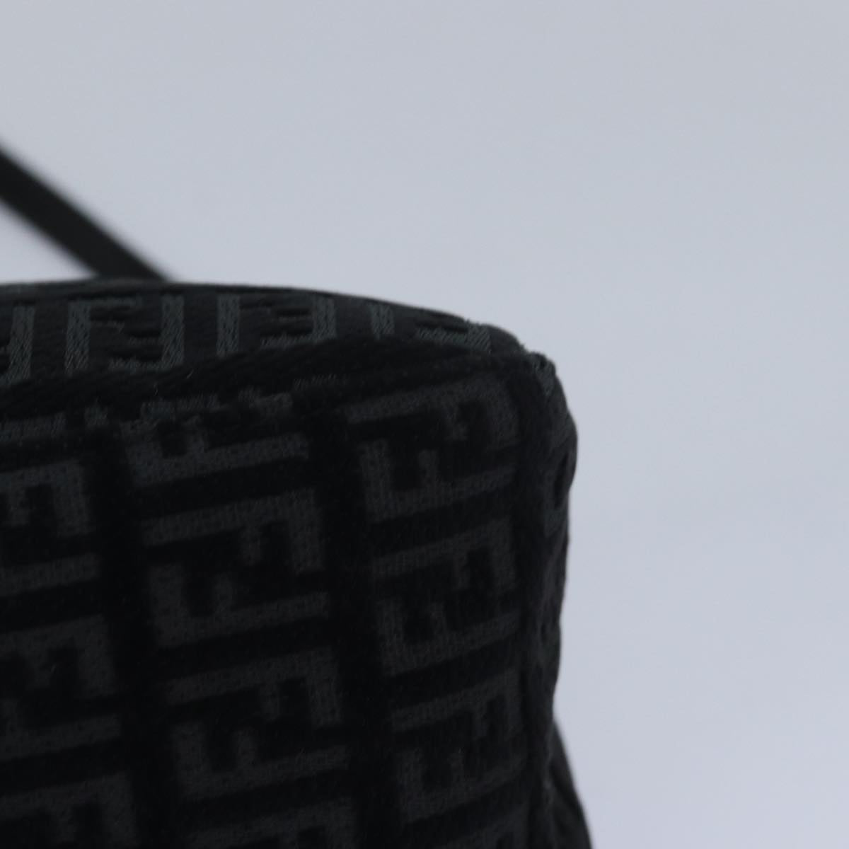 FENDI Zucchino Canvas Mini Mamma Baguette Shoulder Bag Black am6553A