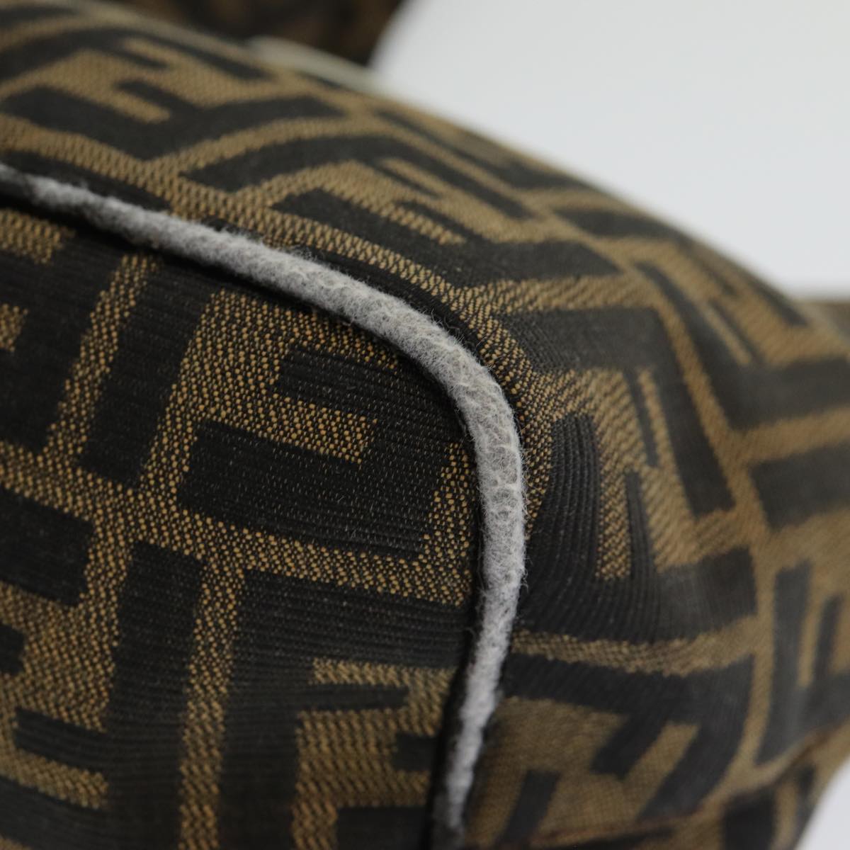 FENDI Zucca Canvas Mamma Baguette Shoulder Bag Brown Black am6561