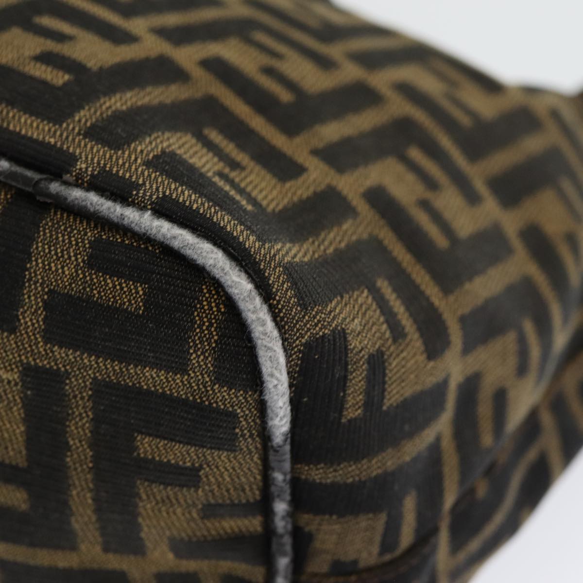 FENDI Zucca Canvas Mamma Baguette Shoulder Bag Brown Black am6561