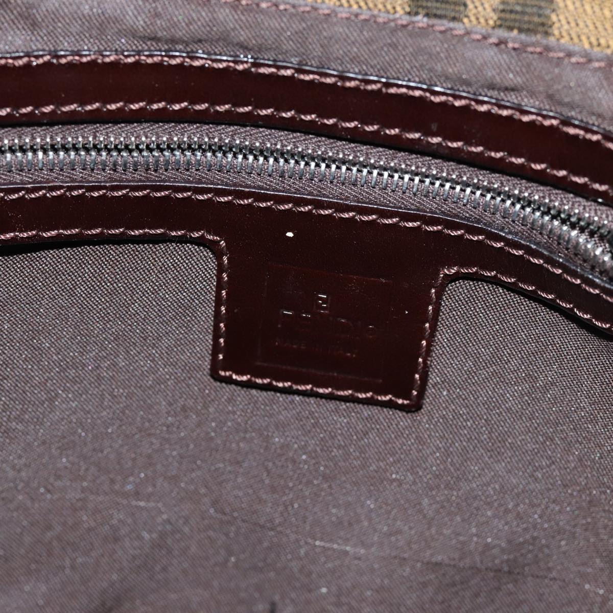FENDI Zucca Canvas Mamma Baguette Shoulder Bag Brown Black am6561