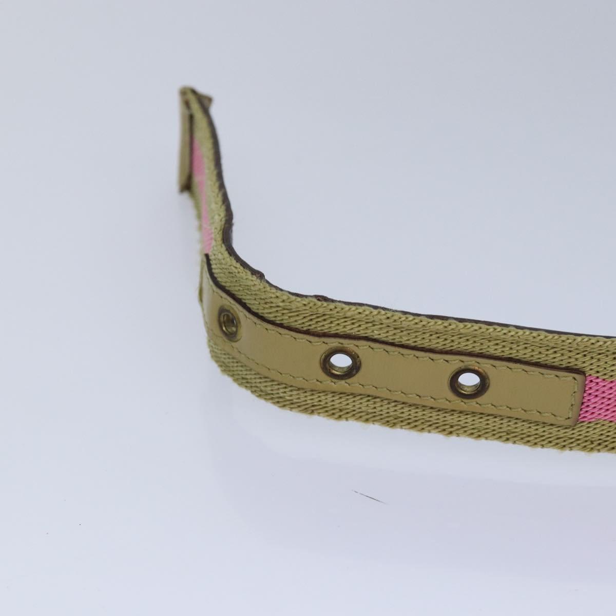 GUCCI Belt Canvas 27.6""-38.6"" Pink Khaki 90737 am6564