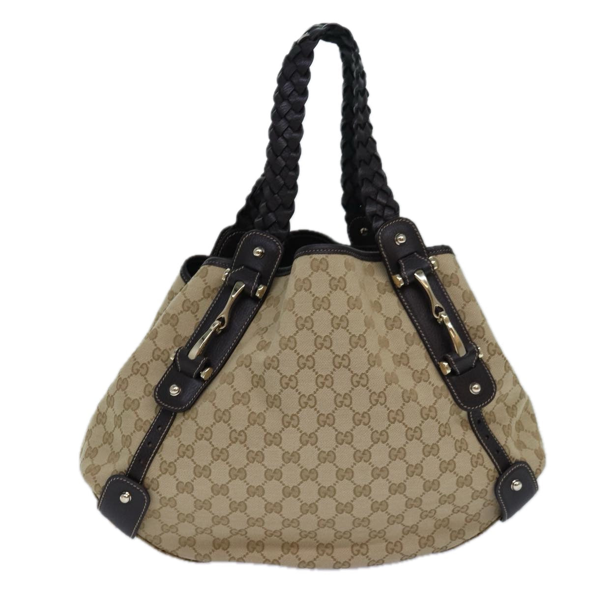 GUCCI Horsebit GG Canvas Hand Bag Outlet Beige 336653 am6595A