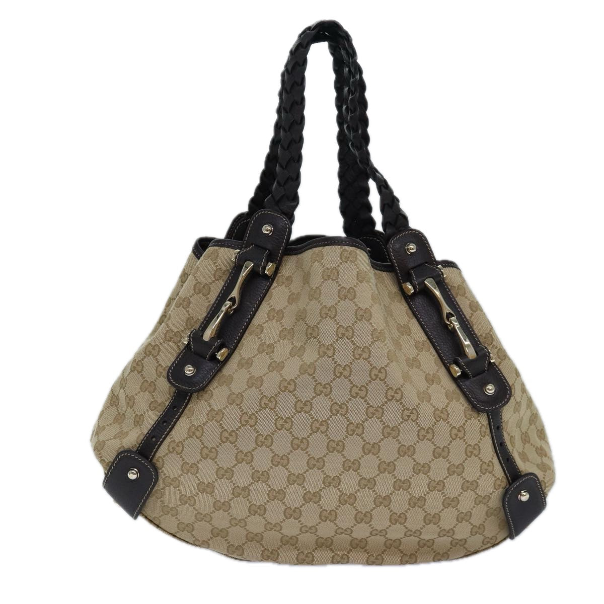 GUCCI Horsebit GG Canvas Hand Bag Outlet Beige 336653 am6595A