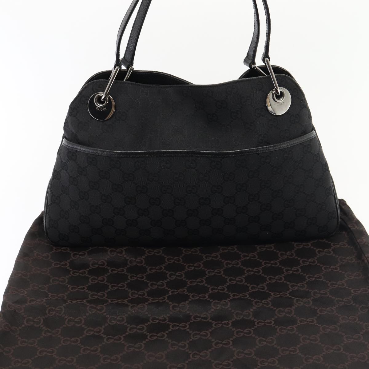 GUCCI GG Canvas Tote Bag Black 121023 am6619