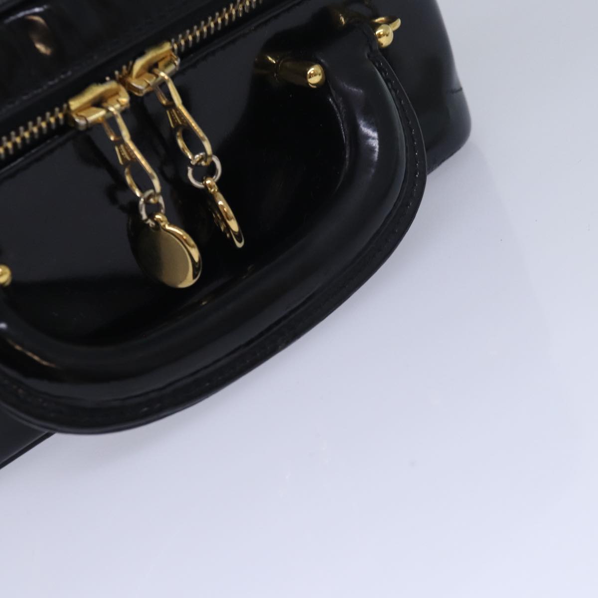 CHANEL Vanity Hand Bag Enamel 2way Black CC am6641