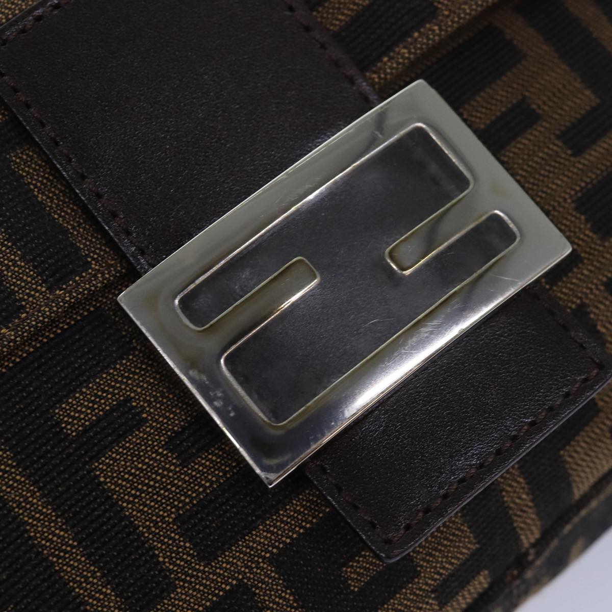FENDI Zucca Canvas Mamma Baguette Shoulder Bag Brown Black am6643A