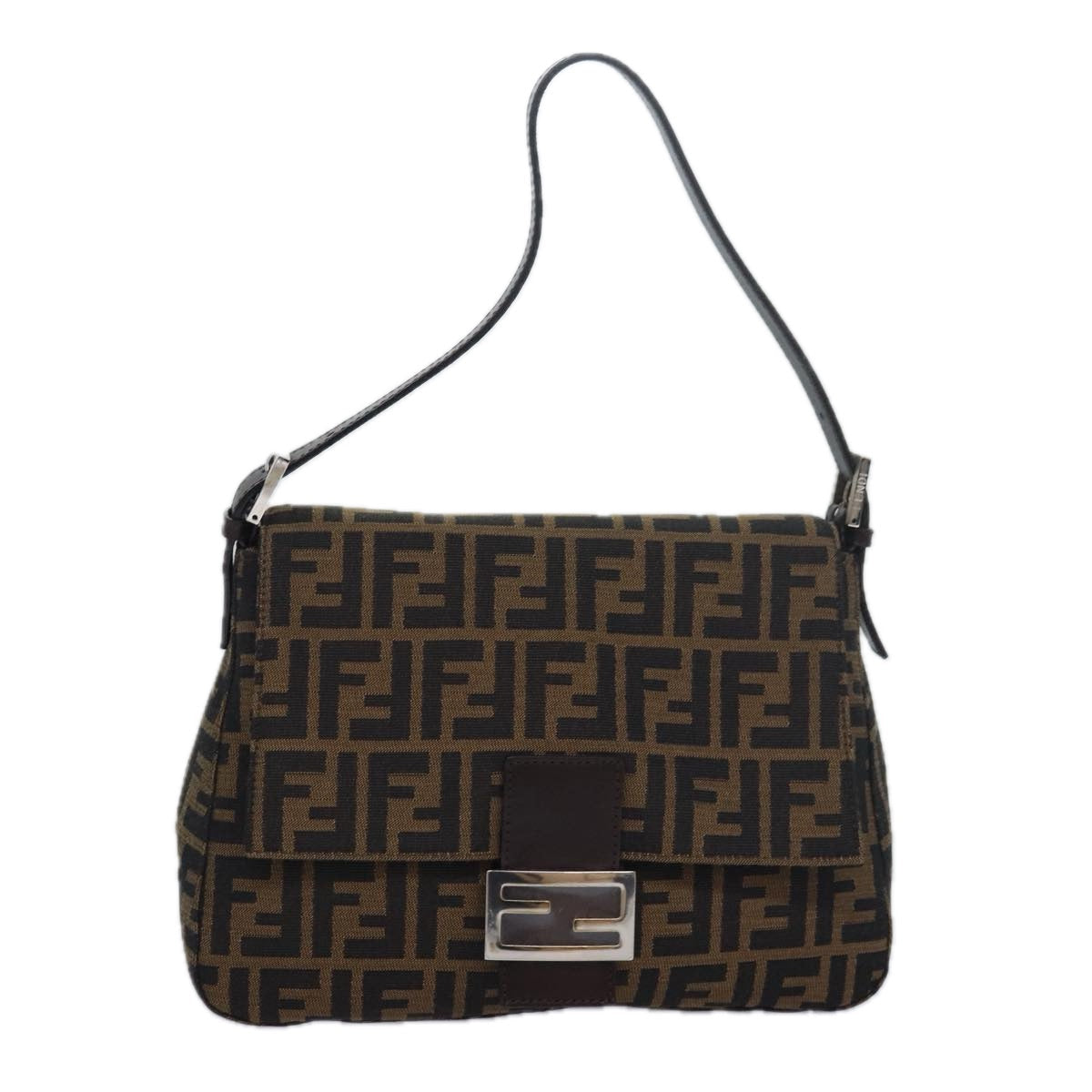 FENDI Zucca Canvas Mamma Baguette Shoulder Bag Brown Black am6643A