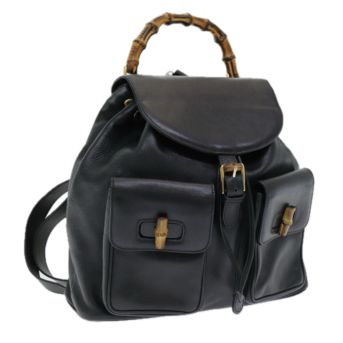 GUCCI Bamboo Backpack Leather Black am6663