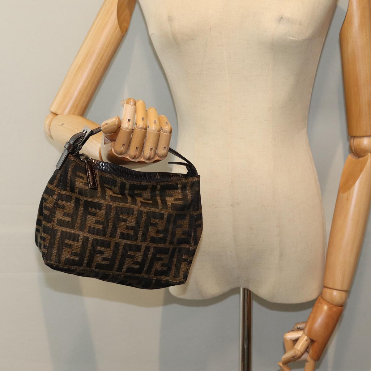 FENDI Zucca Canvas Hand Bag Brown am6678