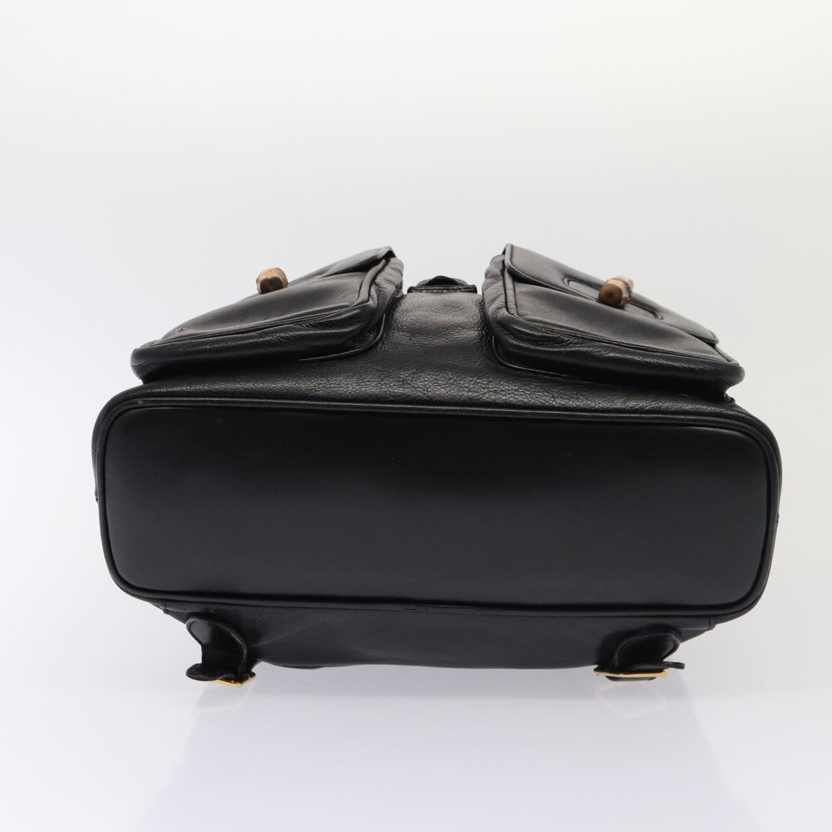 GUCCI Bamboo Backpack Leather Black Gold 003 2058 0016 am6724