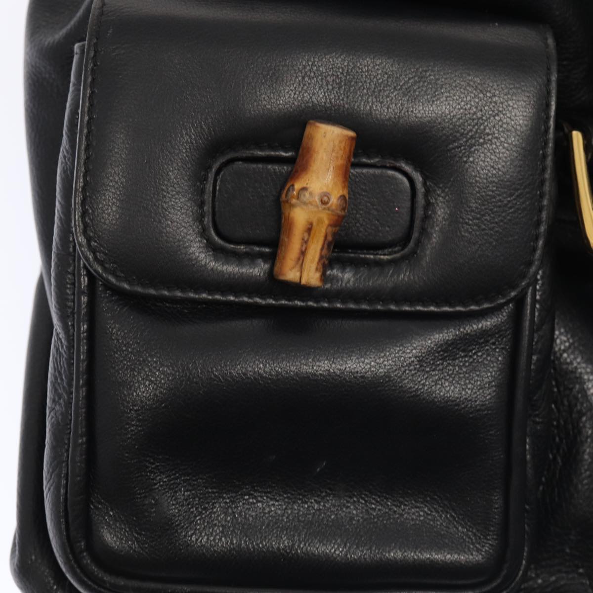 GUCCI Bamboo Backpack Leather Black Gold 003 2058 0016 am6724