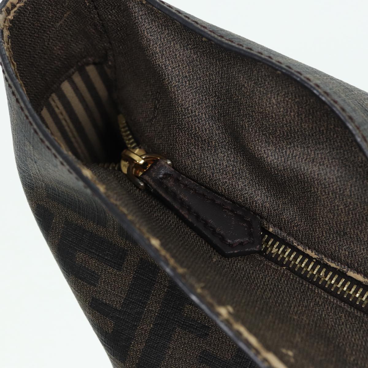 FENDI Zucca Canvas Tote Bag Brown Black gold am6727