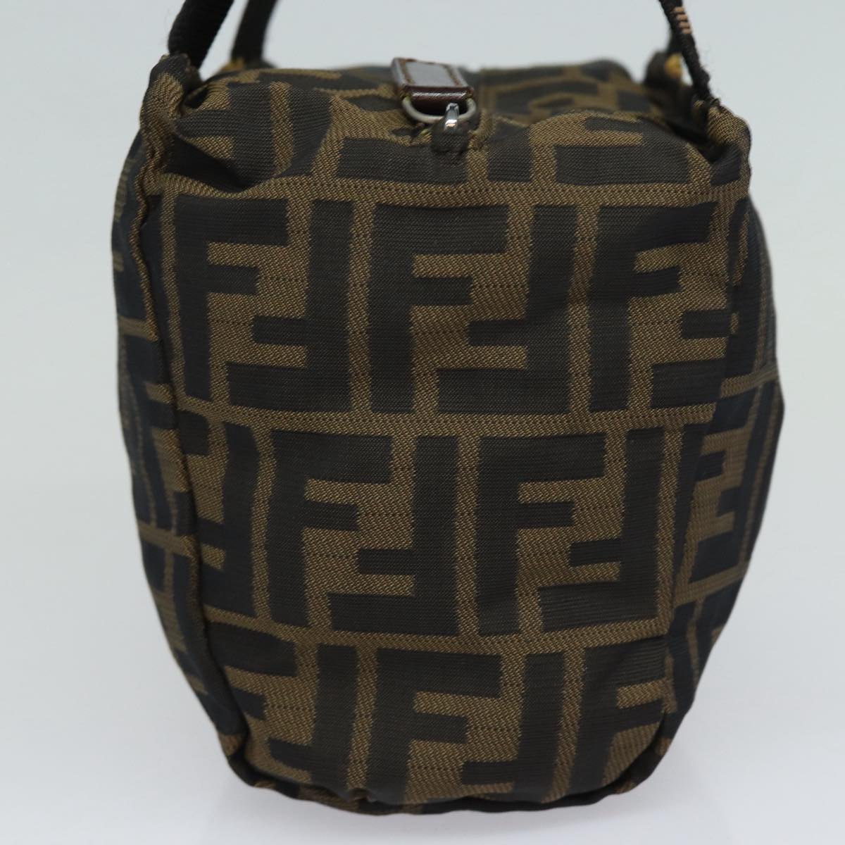 FENDI Zucca Canvas Hand Bag Brown Black Silver am6735