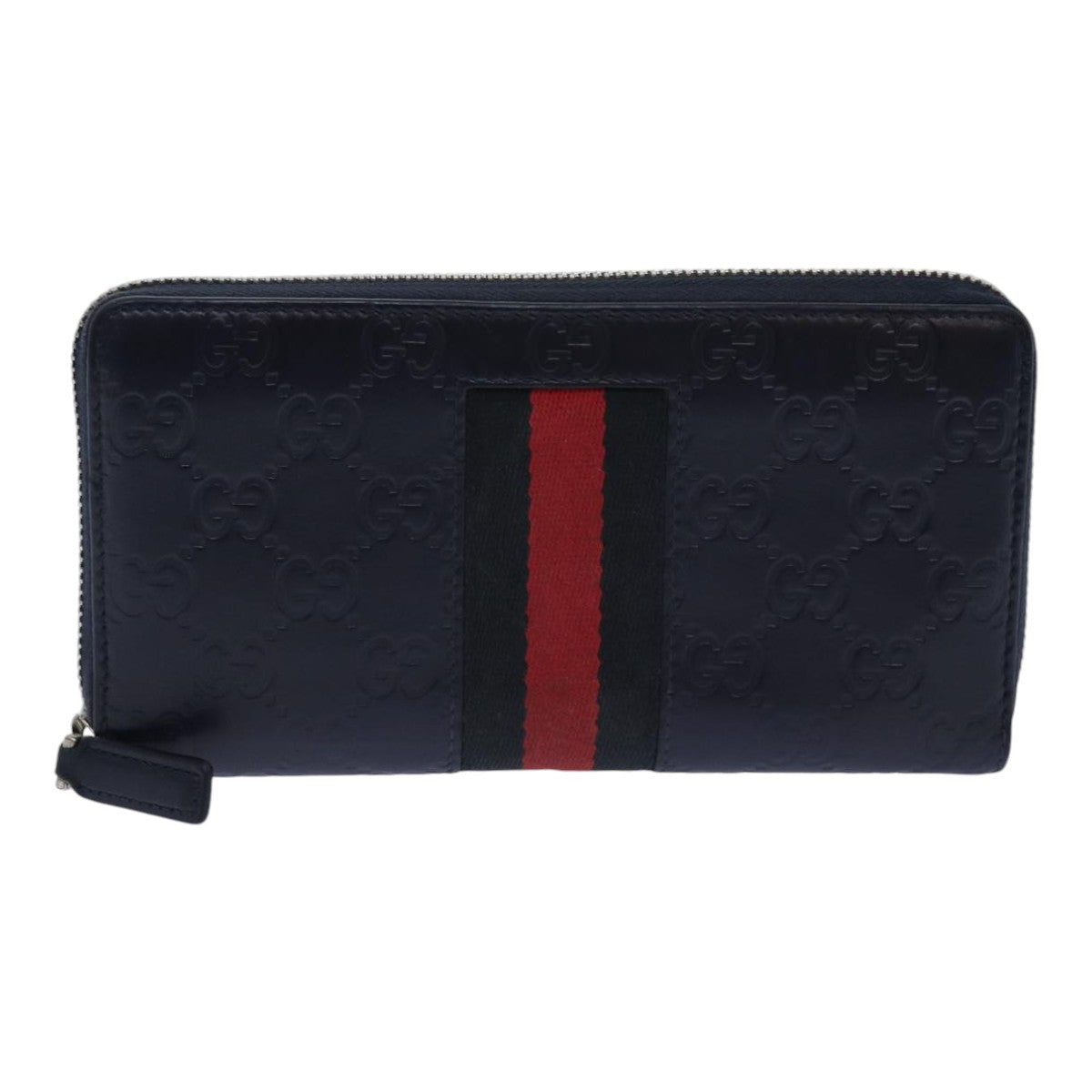GUCCI GG Canvas Sherry Line Guccissima Long Wallet Navy Red 408831 am6761