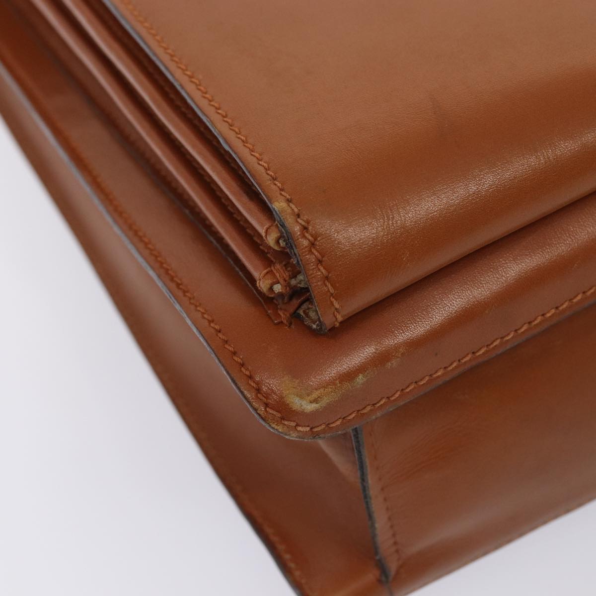 GUCCI Ready Lock Briefcase Leather 2way Brown Gold am6802