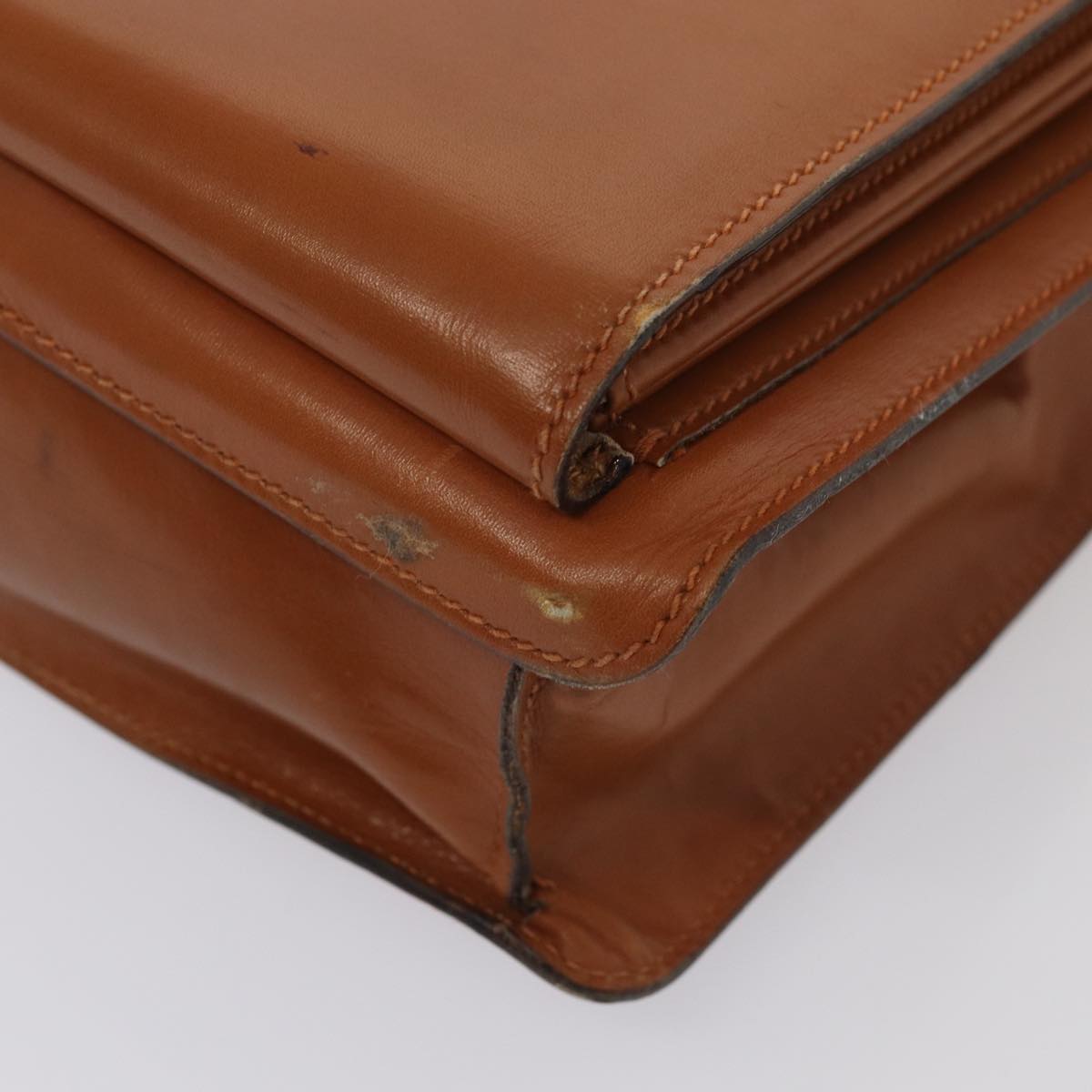 GUCCI Ready Lock Briefcase Leather 2way Brown Gold am6802