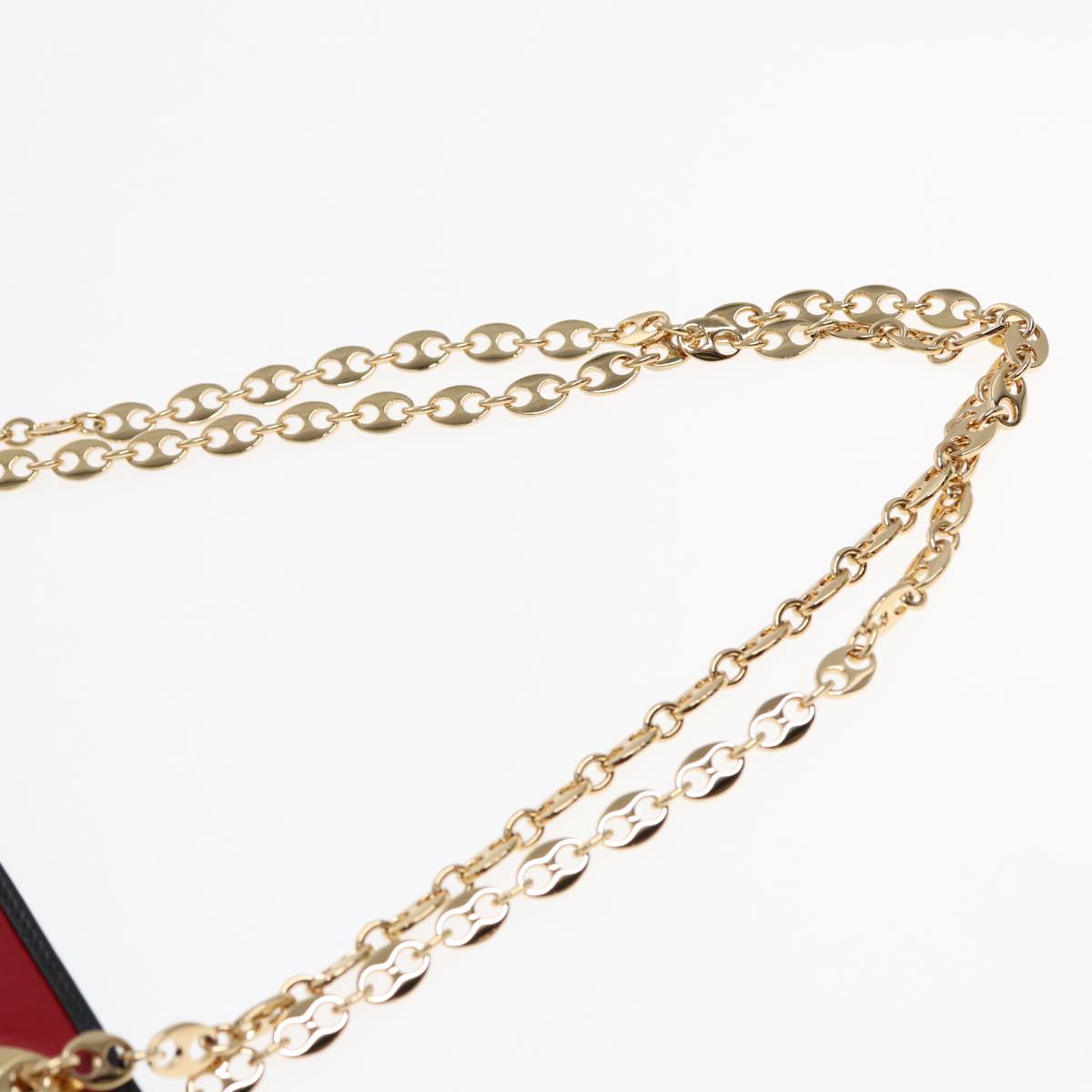 GUCCI Chain Shoulder Bag Leather Red Gold 576422 am6808