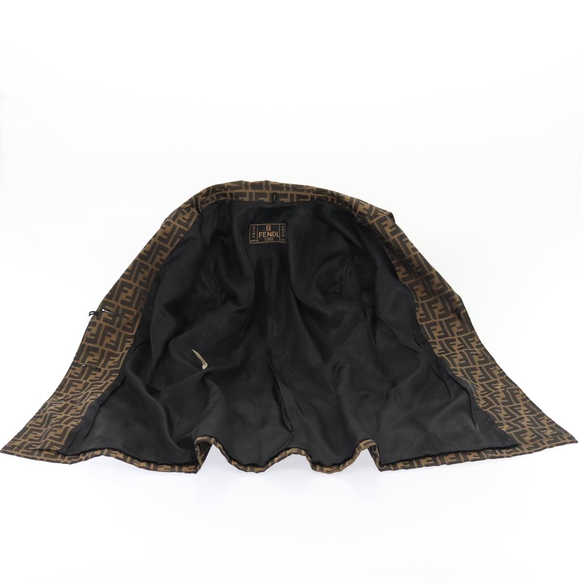 FENDI Jacket Zucca Canvas Jacket 38 Brown Black am6809