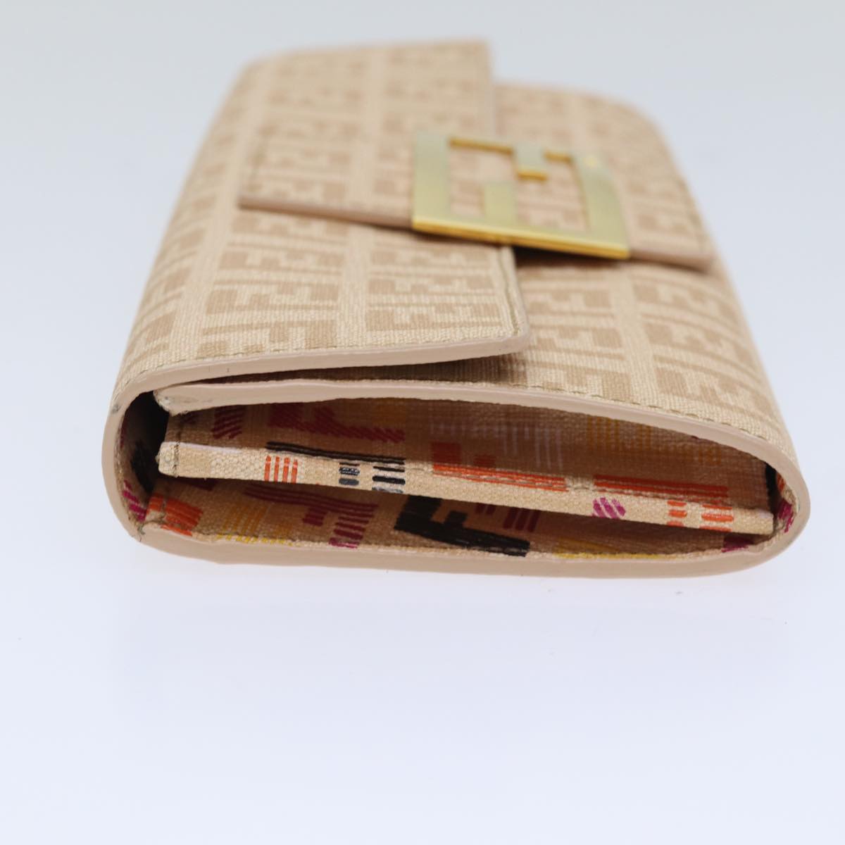 FENDI Zucchino Canvas Wallet Beige Gold am6889