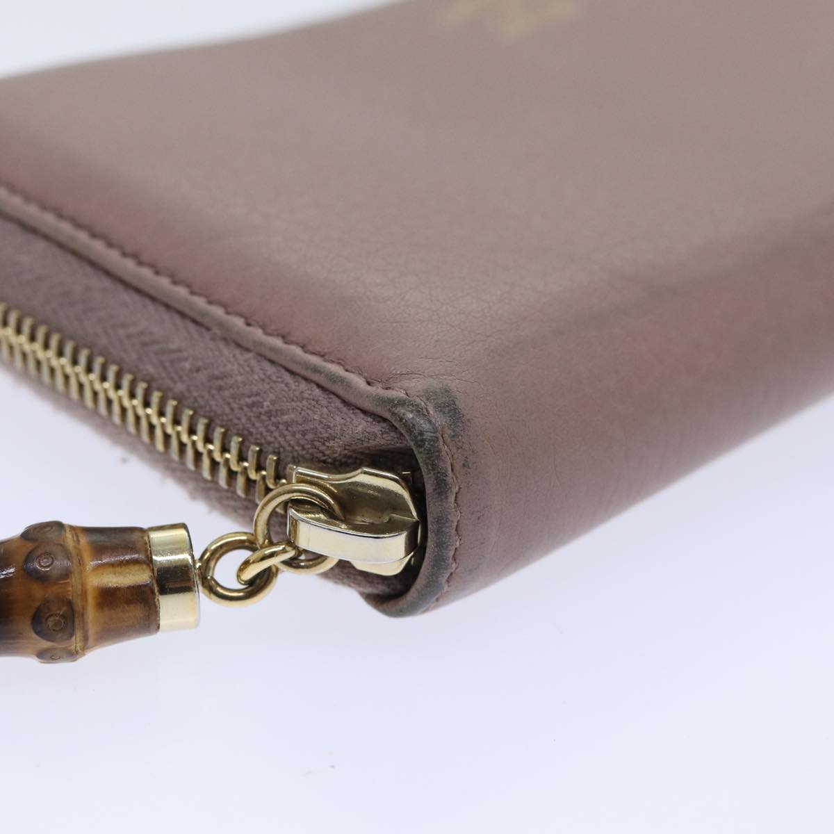 GUCCI Bamboo Wallet Leather Pink Gold 307984 am6900