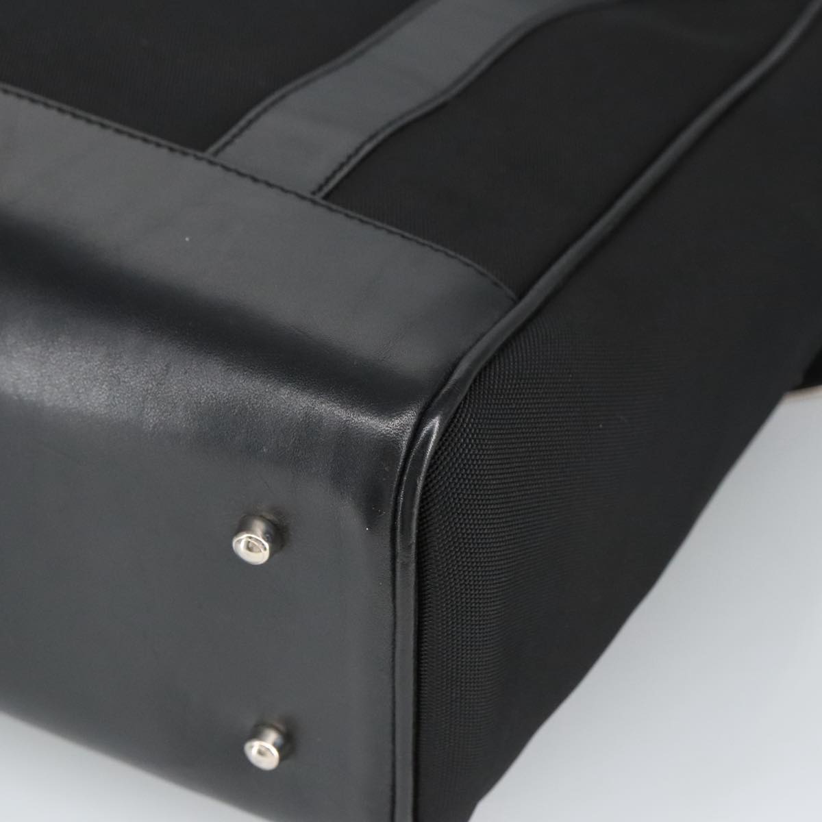 GUCCI Tote Bag Nylon Leather Black Silver 002 1705 0405 am7109