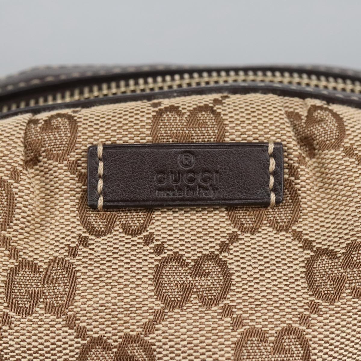 GUCCI Bamboo GG Canvas Pouch Beige 246175 am7217