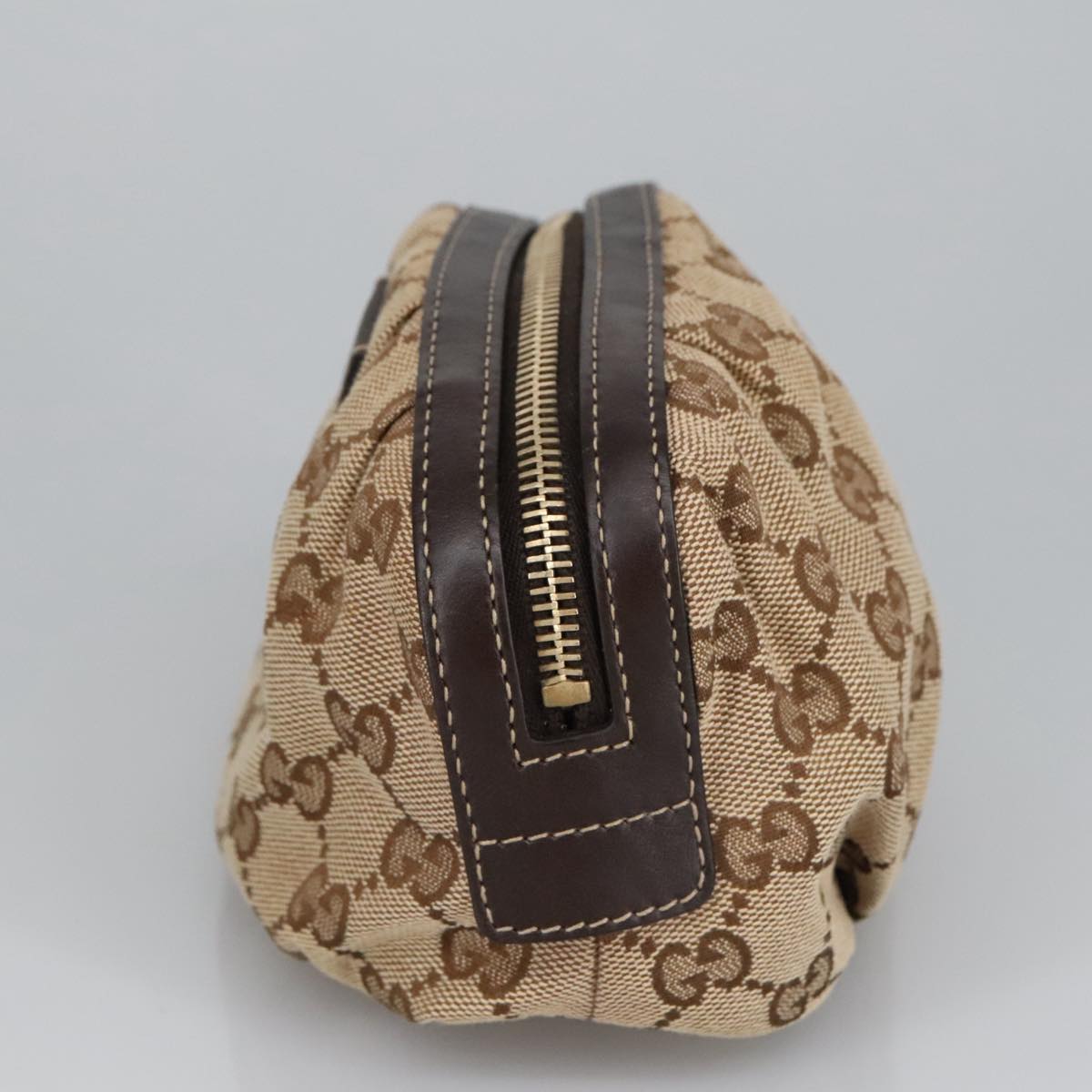 GUCCI Bamboo GG Canvas Pouch Beige 246175 am7217