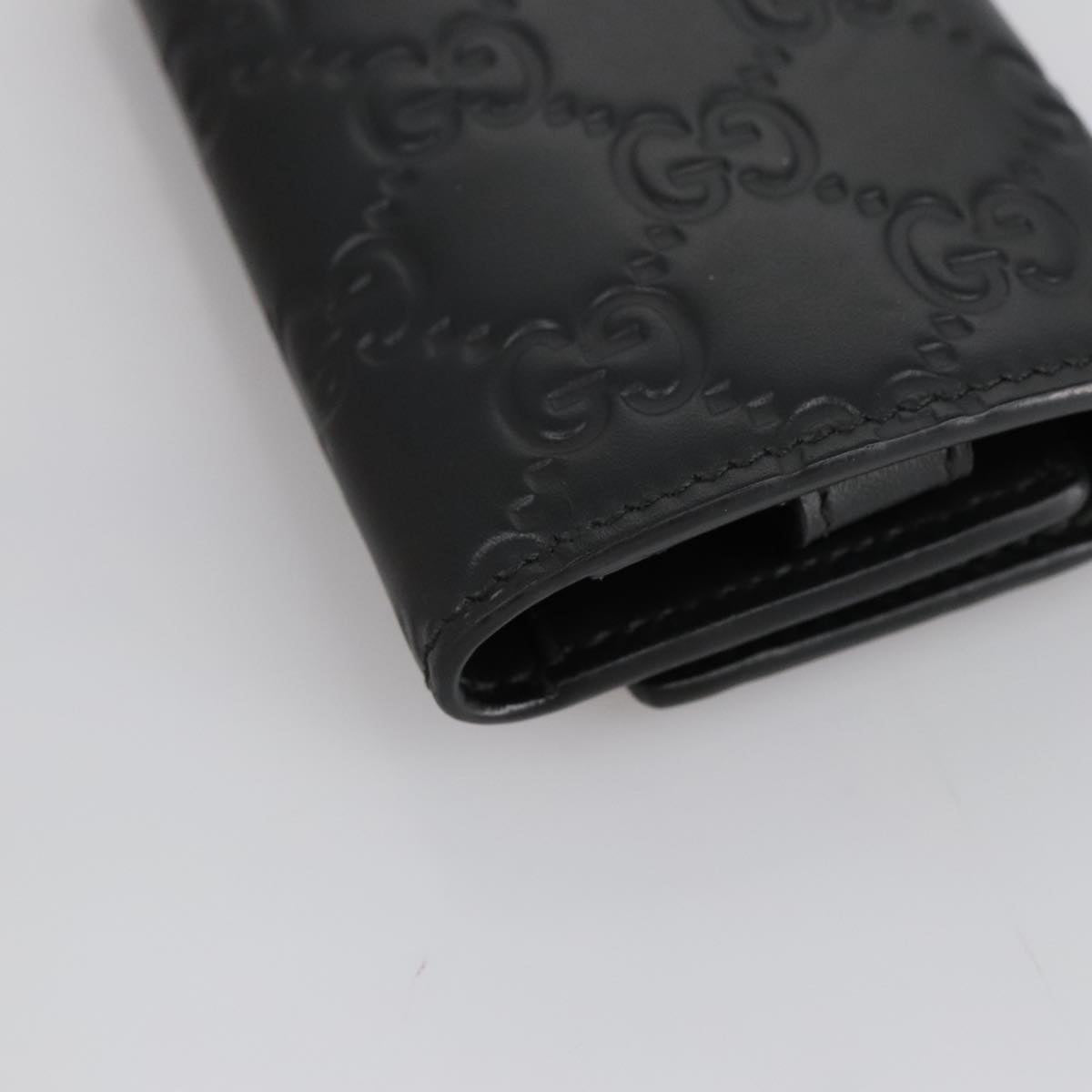 GUCCI GG Canvas Guccissima Key Case Leather Black 473924 am7224