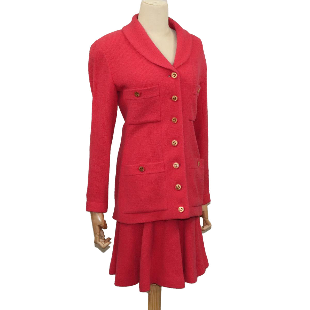 CHANEL Jacket & Skirt Setup Jacket Wool Pink Gold CC am7246