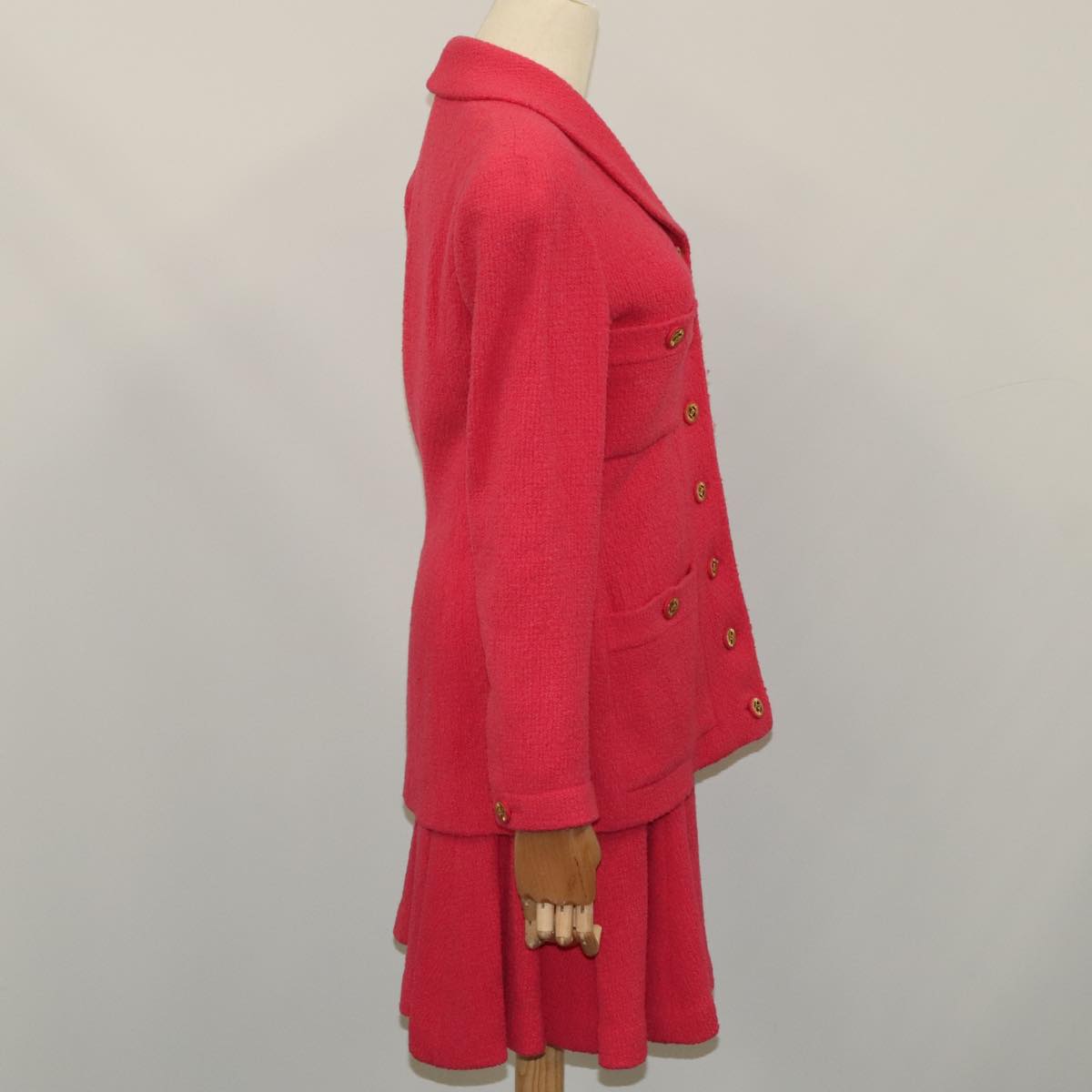 CHANEL Jacket & Skirt Setup Jacket Wool Pink Gold CC am7246