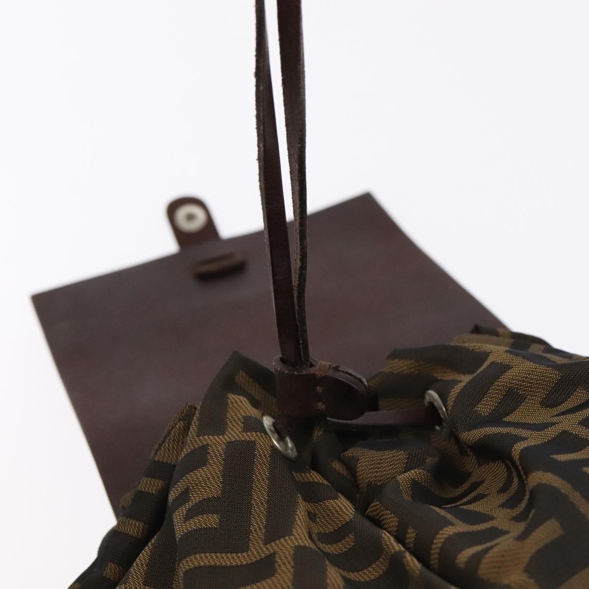 FENDI Zucca Canvas Backpack Brown Black Silver am7286
