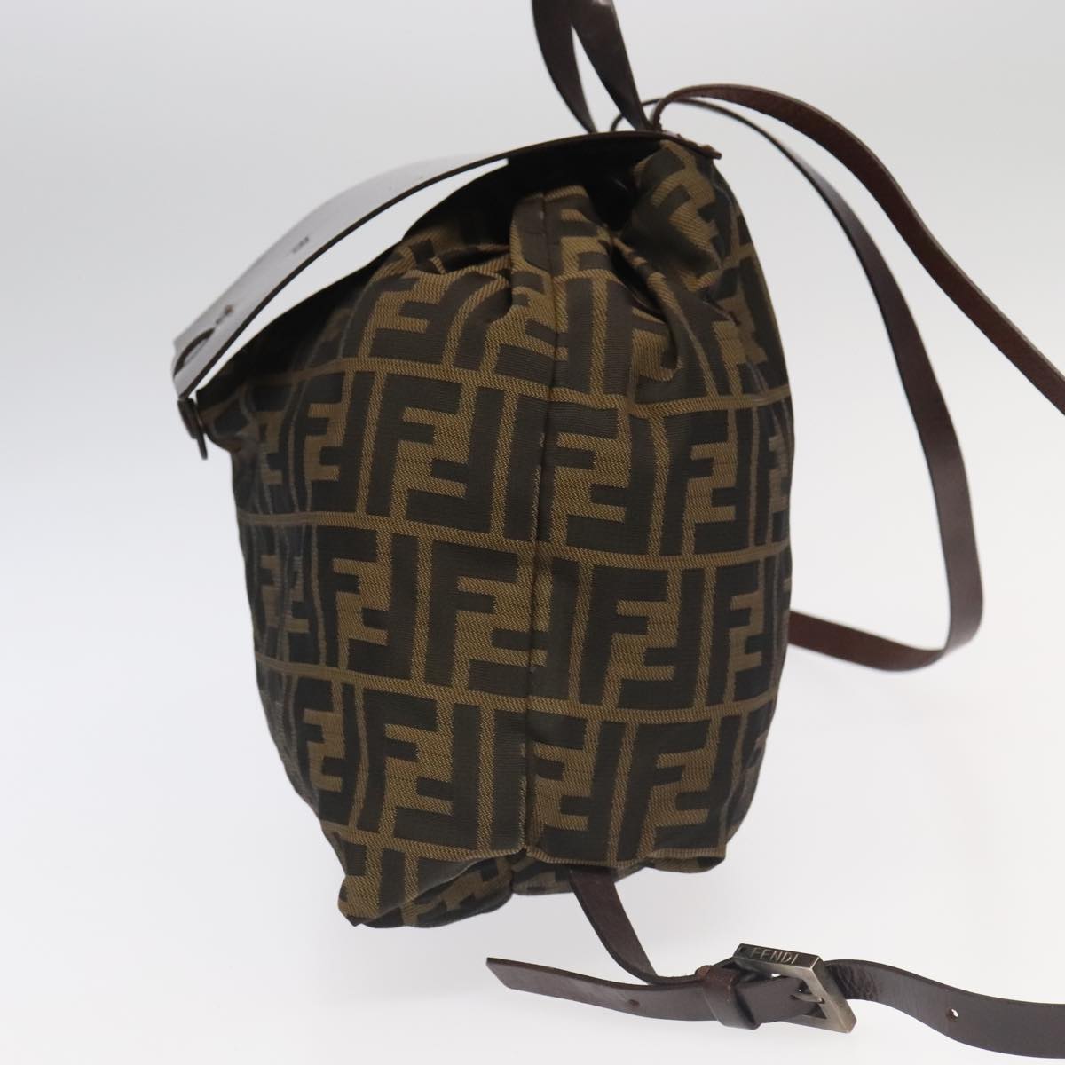 FENDI Zucca Canvas Backpack Brown Black Silver am7286