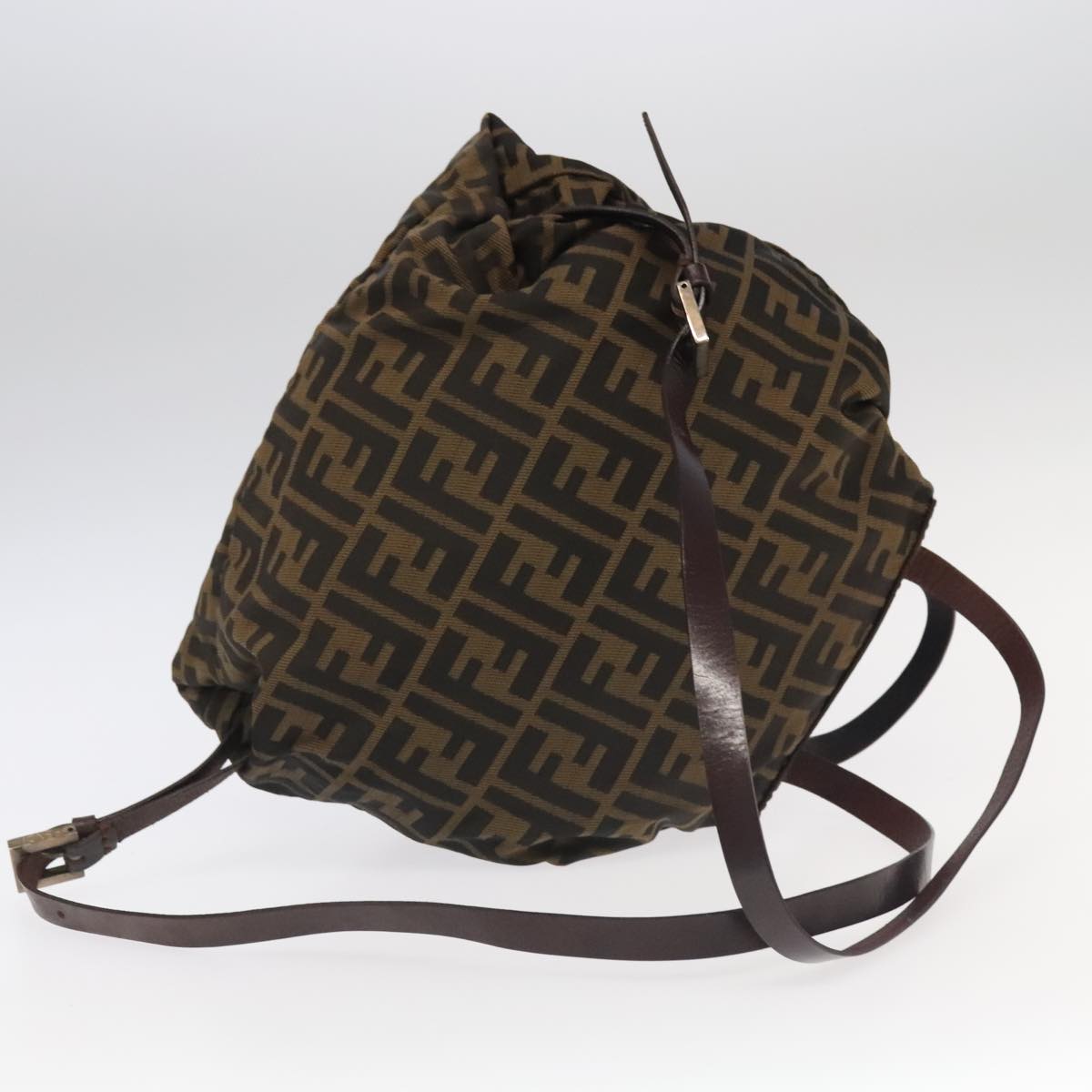 FENDI Zucca Canvas Backpack Brown Black Silver am7286