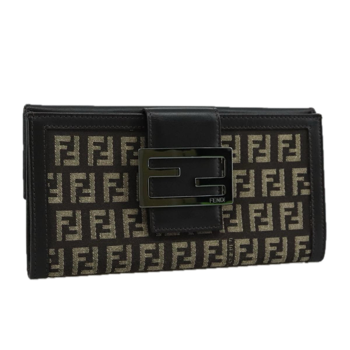 FENDI Zucchino Canvas Wallet Brown am7414